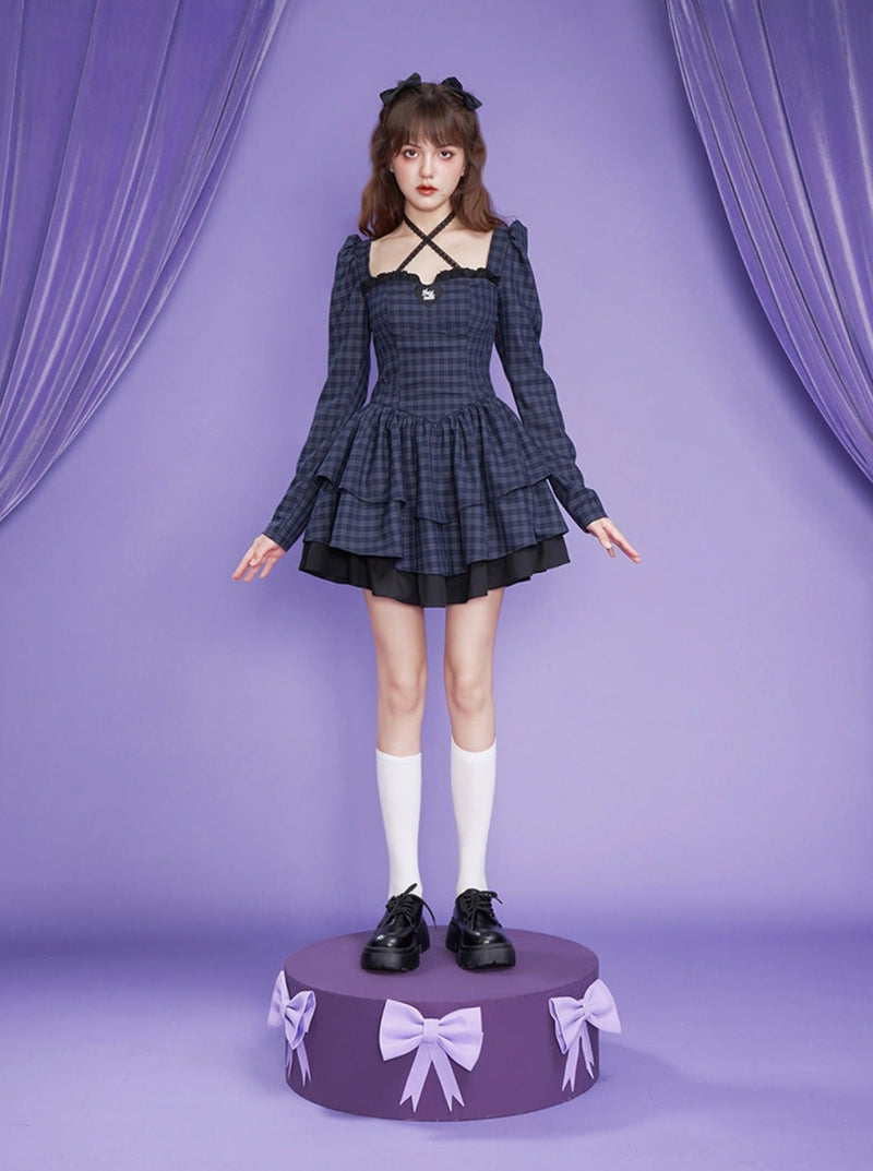Gingham Plaid Ruffle Dress