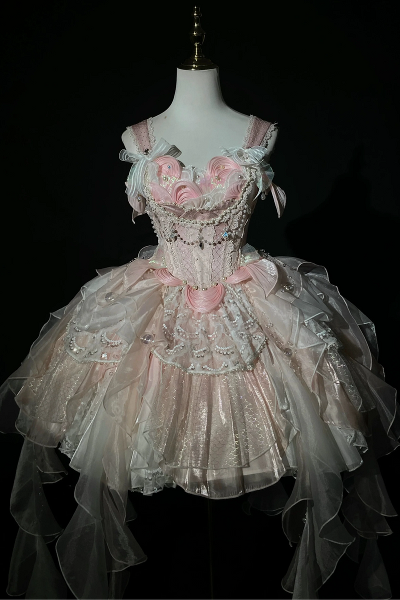 Mermaid Chiffon Lolita Dress + Crown + Headband + Sleeves