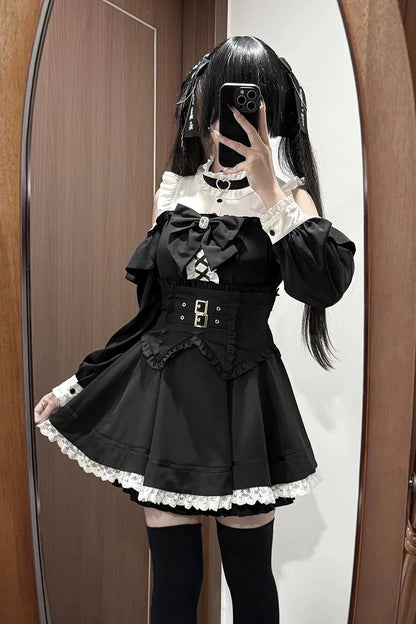 Lace Off Shoulder Dress + Inner Pants + Corset