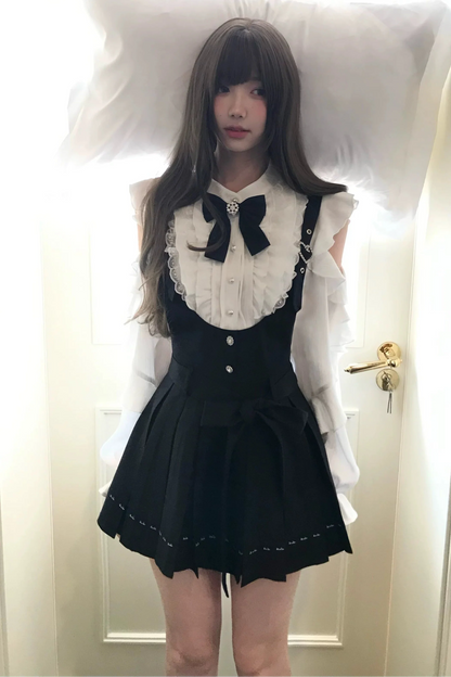 Dark Sweet Off Shoulder Top + Suspender Skirt