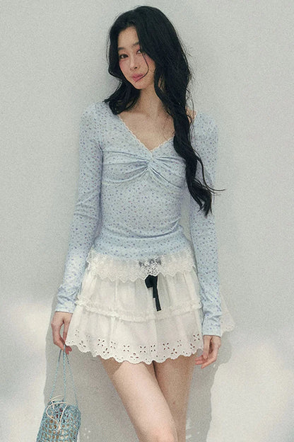 Back Lace Ribbon Garden Top