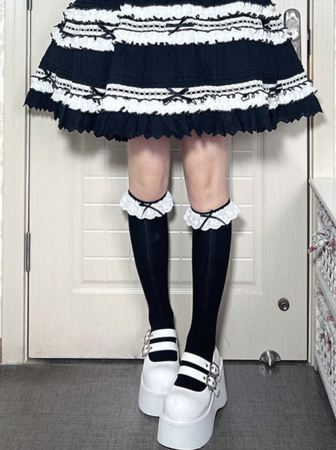 Retro Round Toe Gothic Punk Platform Shoes [matte/lace]