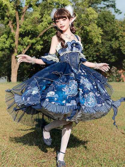 Deep Jellyfish Suspender Dress Set