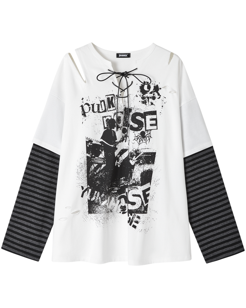 Retro Dark Border Loose Top