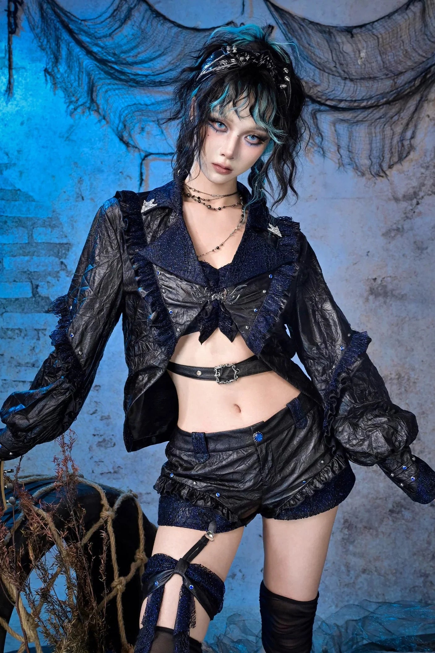 Dark Punk Lace Ruffle Jacket