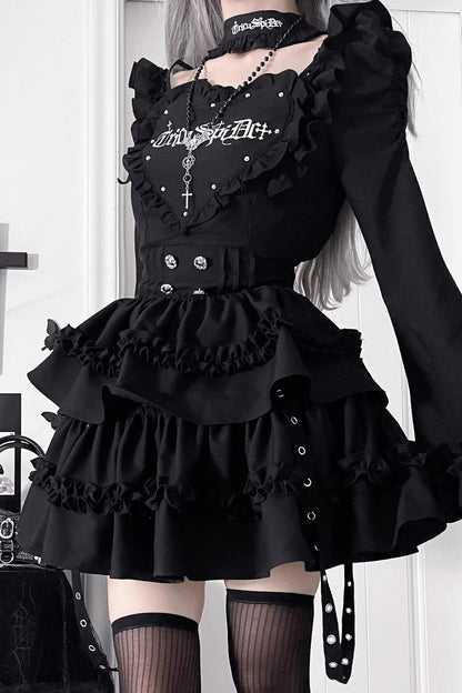 Subculture Gothic Dark Slim Long Sleeve Dress