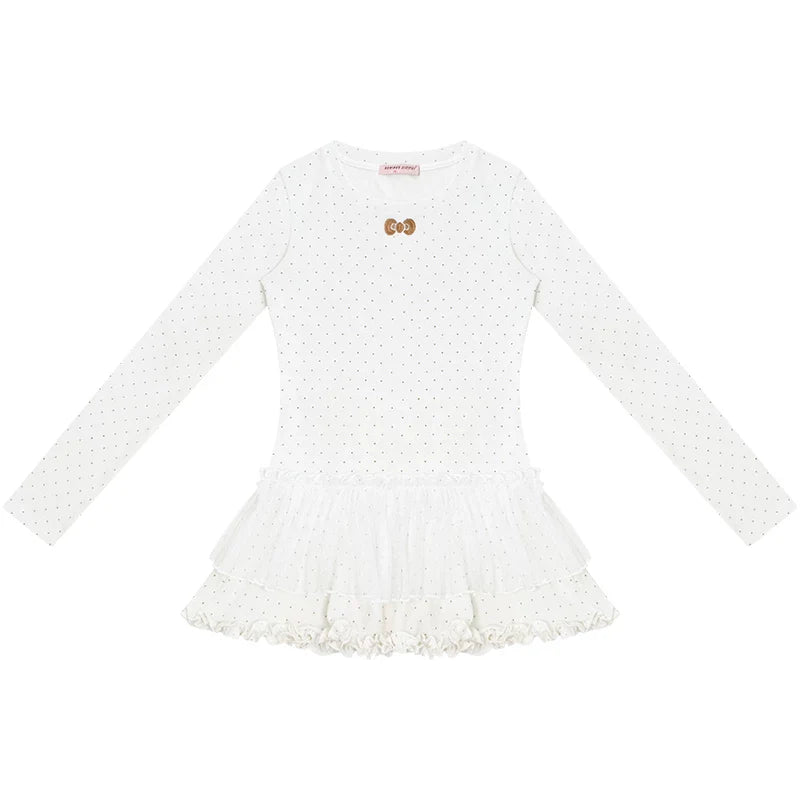 Lace Pleated Dot Top