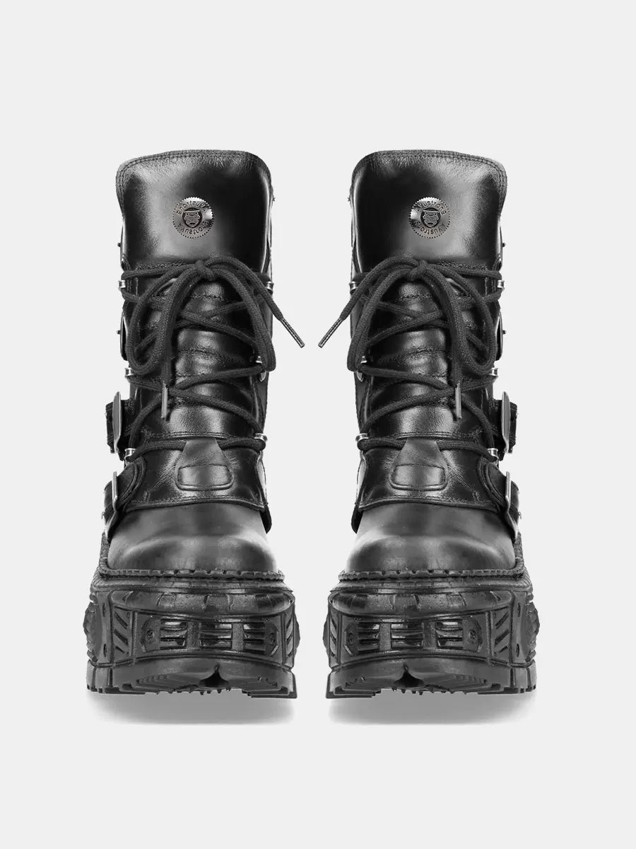Dark Punk Metal Street Style Power Sole Half Boots