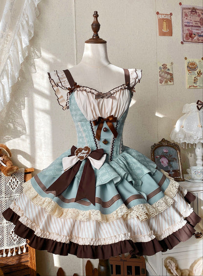 [pre-order] Mint Chocolate Lolita Tutu Sweet Dress + Ribbon Headband
