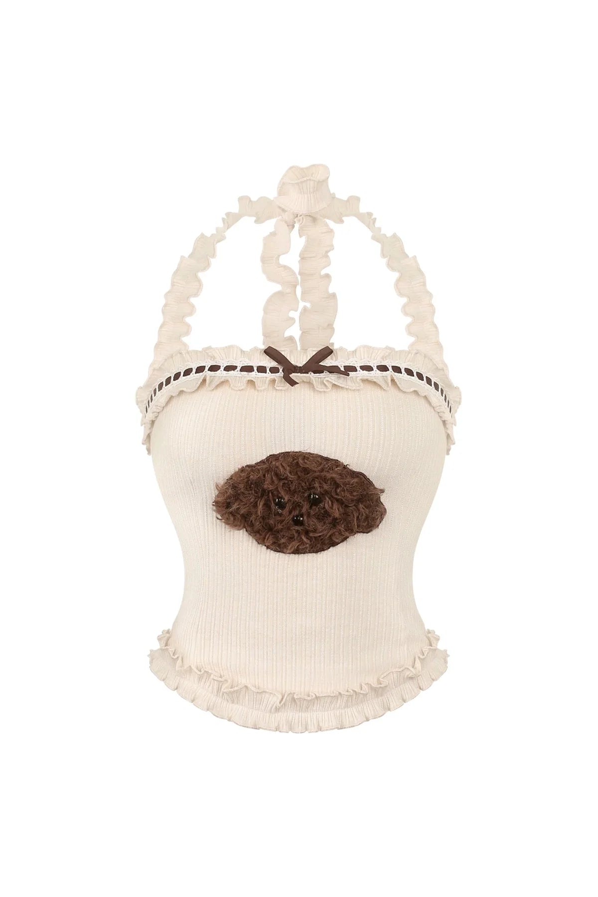 Bear Jacket + Moss Knit Suspender Top + Shorts