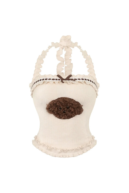 Bear Jacket + Moss Knit Suspender Top + Shorts