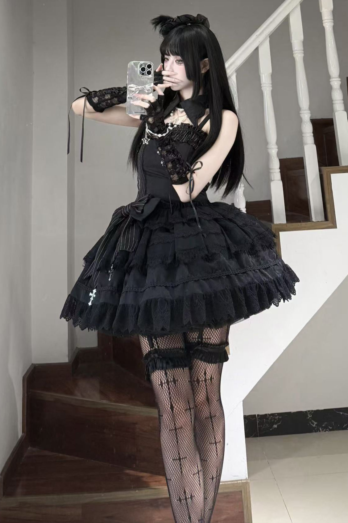 Dark Gothic Striped Slim Dress