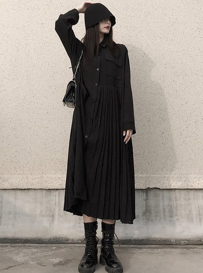 Dark Style Loose Shirt Dress