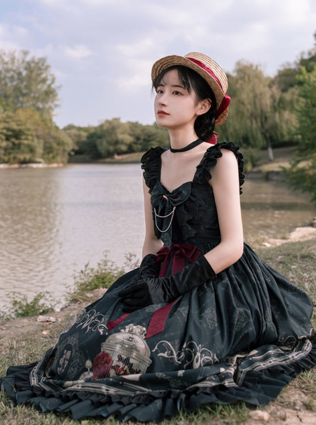Print Rose Bird Art Design Dress