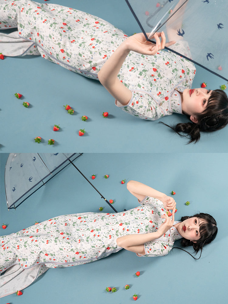 Strawberry Piping Cheongsam Dress