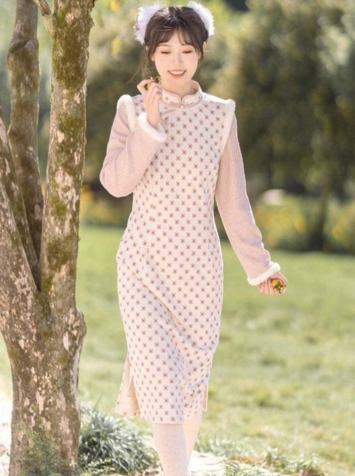 Pastel Sweet Retro Flower Chinese-style Dress