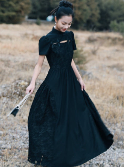 Retro Jacquard Volume Chinese-style Dress
