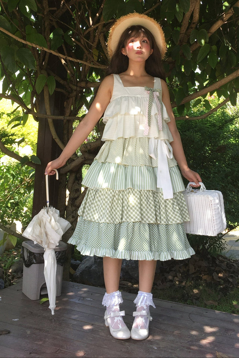 [pre-order] Tiered Ruffled Sleeveless Dress + Ribbon