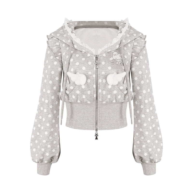 Dot Bunny Hooded Hoodie + Tiered Skirt