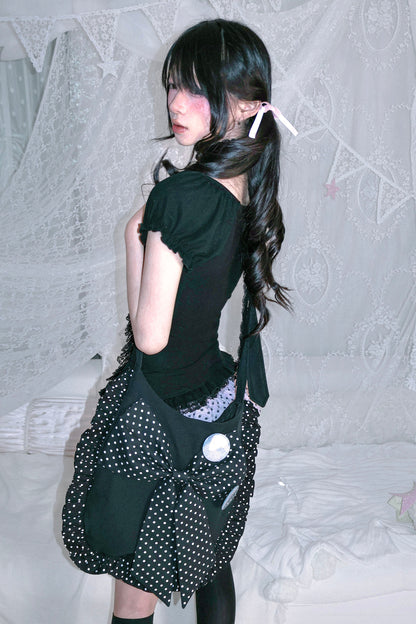 Polka Dot Big Ribbon Adjustable Bag