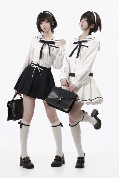 Monochrome Girl Sailor Dress + Shirt + Skirt + Bow Tie