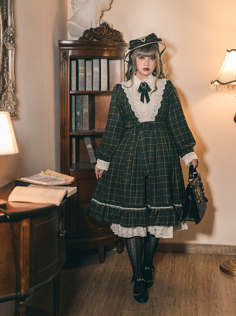 Retro Girl Volume Check Lolita Dress [pre-order]