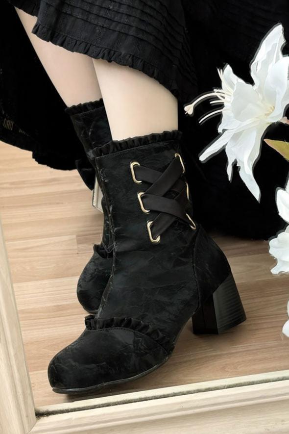 Lolita Classical Ribbon Short Boots
