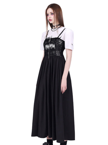 Y2k Punk Rock Electric Moon Double Side Mesh Dress