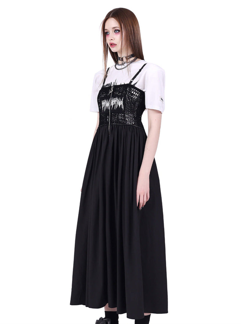 Y2k Punk Rock Electric Moon Double Side Mesh Dress
