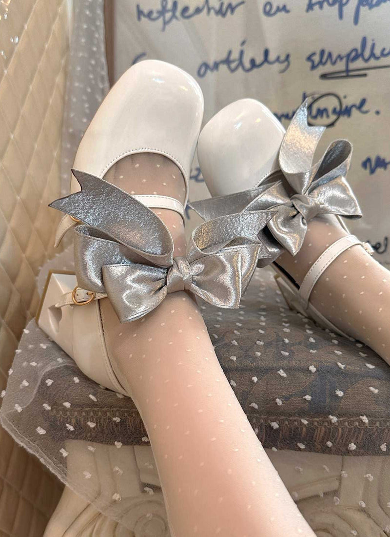 Ribbon Open Heart High Heel Lolita Shoes [jewel Ribbon/normal Ribbon]