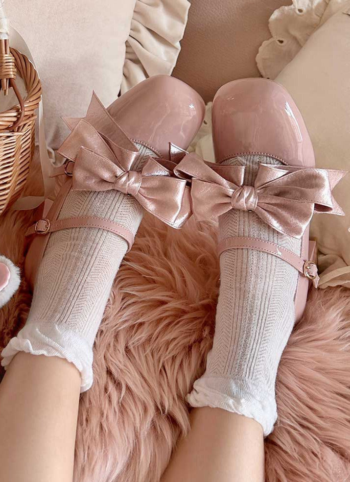 Ribbon Open Heart High Heel Lolita Shoes [jewel Ribbon/normal Ribbon]