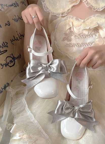 Ribbon Open Heart High Heel Lolita Shoes [jewel Ribbon/normal Ribbon]