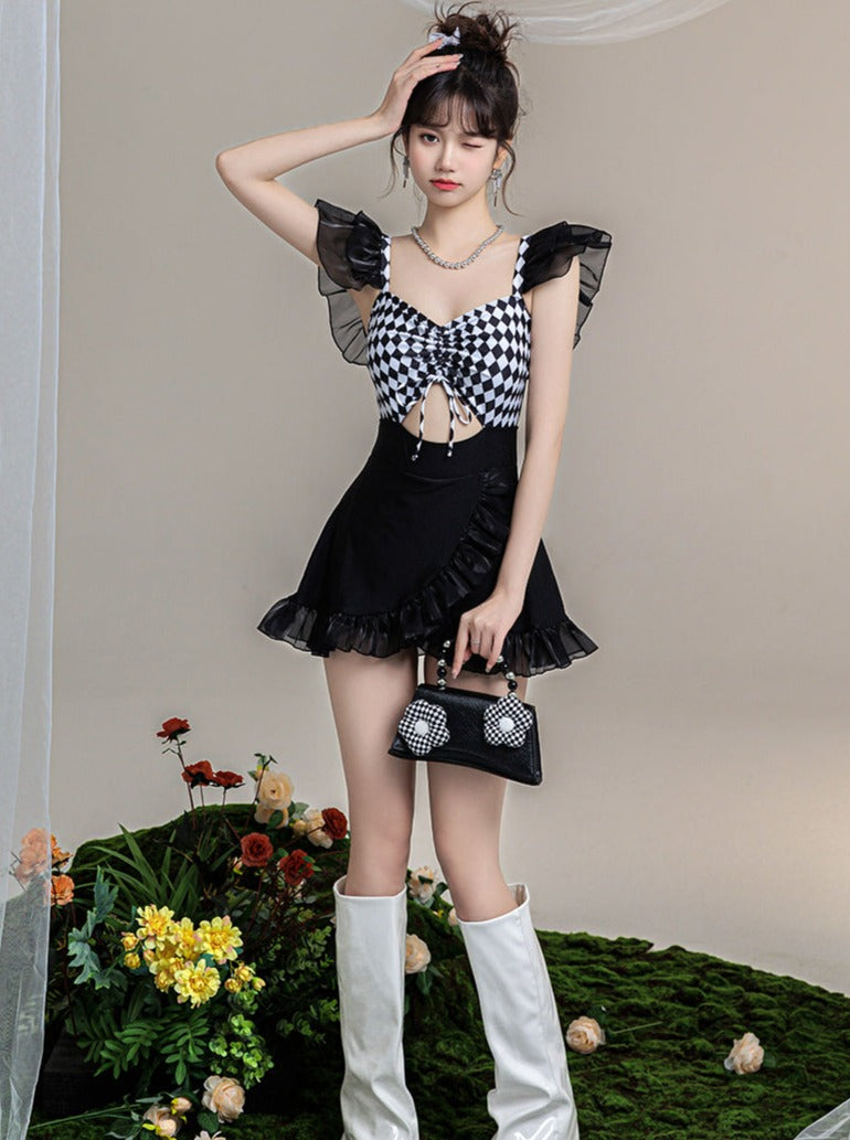 Mode Ruffle Design One Piece Swimsuit