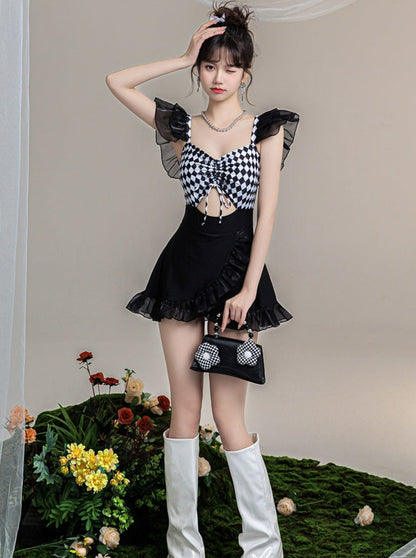 Mode Ruffle Design One Piece Swimsuit