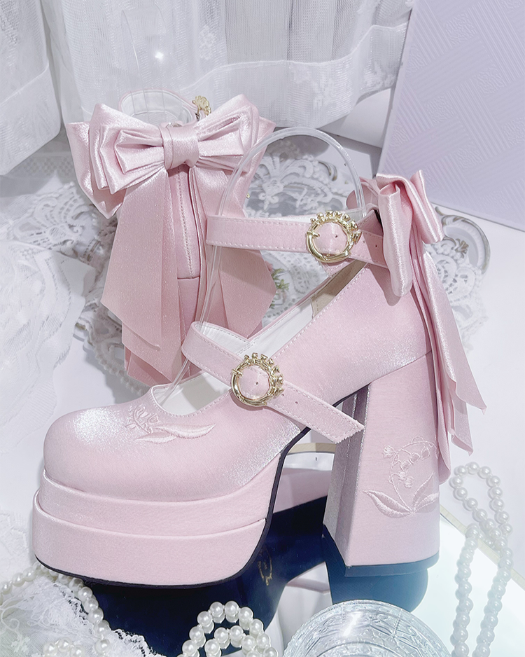Sweet Macaron Color Ribbon Lolita Heel