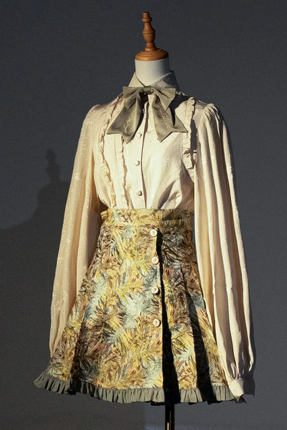 Golden Flower Design Dress + Skirt + Coat + Vest