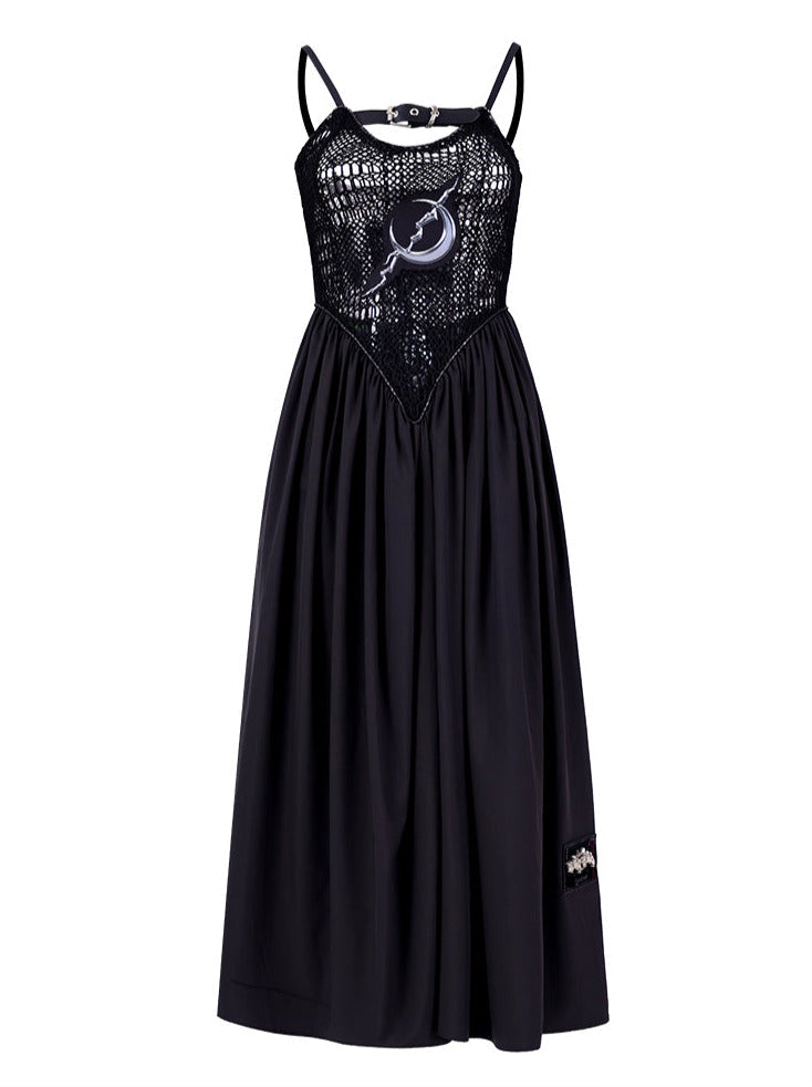 Y2k Punk Rock Electric Moon Double Side Mesh Dress