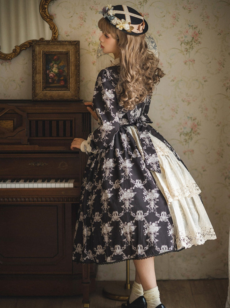 [pre-order] Antique Flower Wall Lolita Retro Cake Pendant Dress