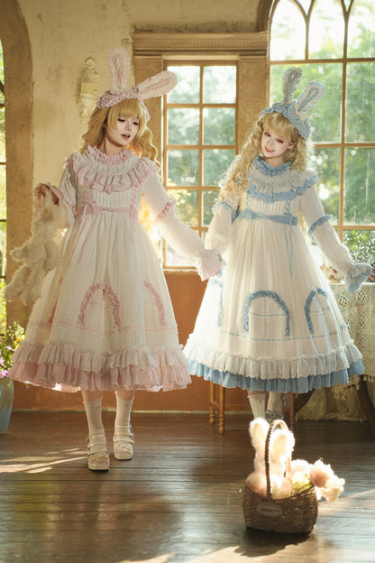 Rabbit Twin Pink Lolita Dress + Rabbit Headband