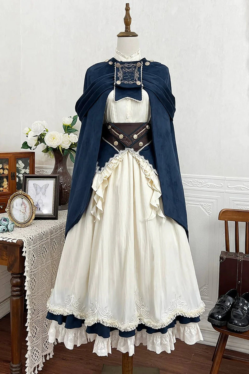 Girl Mid-century Shirt + Skirt + Belt + Cape
