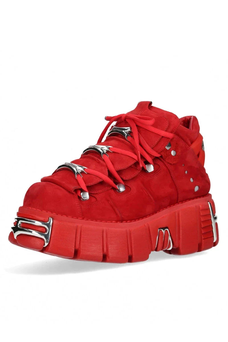 Dark Red Metallic Platform Sneakers