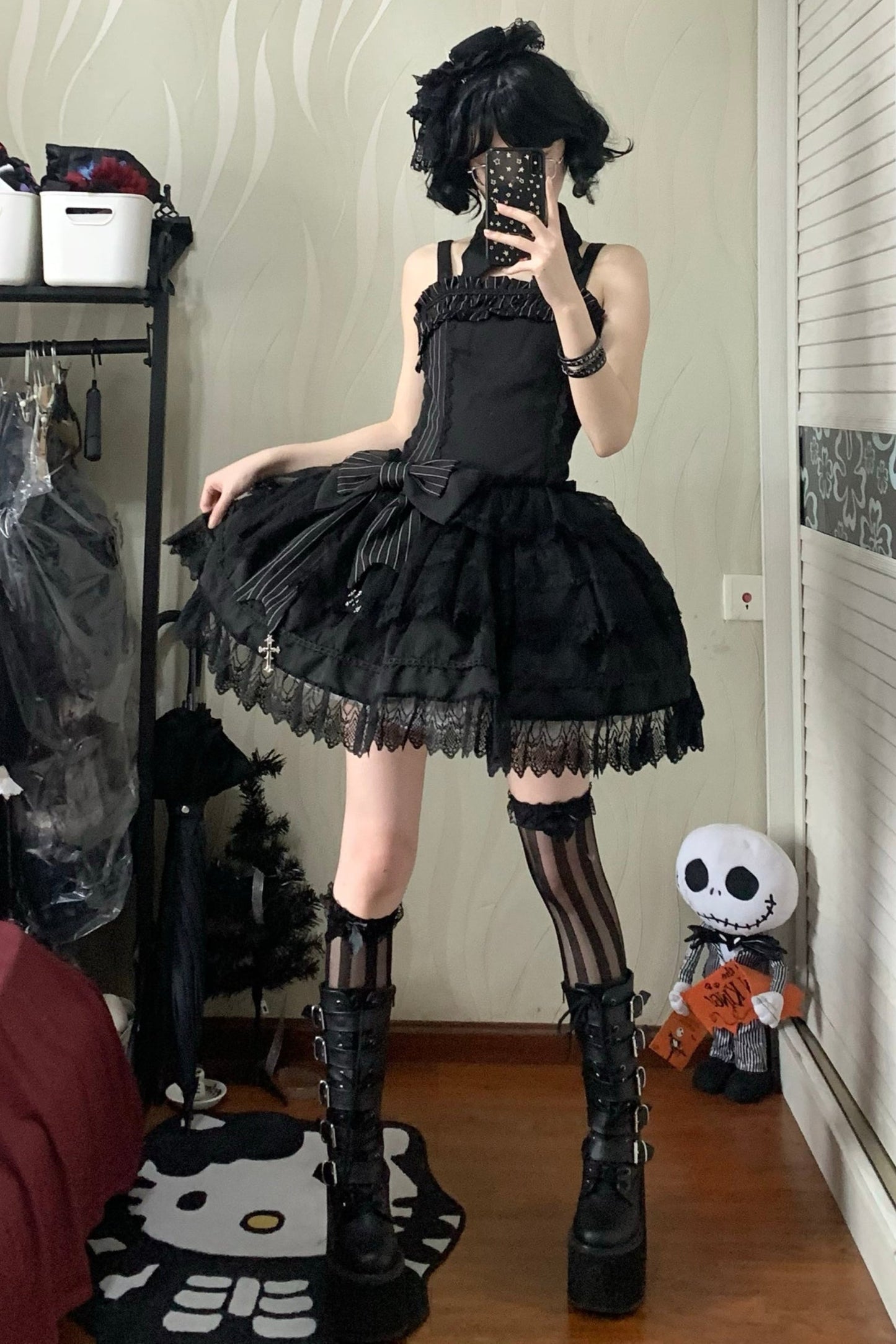 Dark Gothic Striped Slim Dress