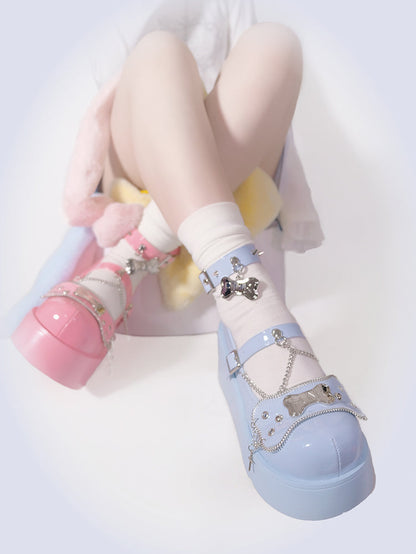 Punk Rivet Bone Millennium Platform Shoes