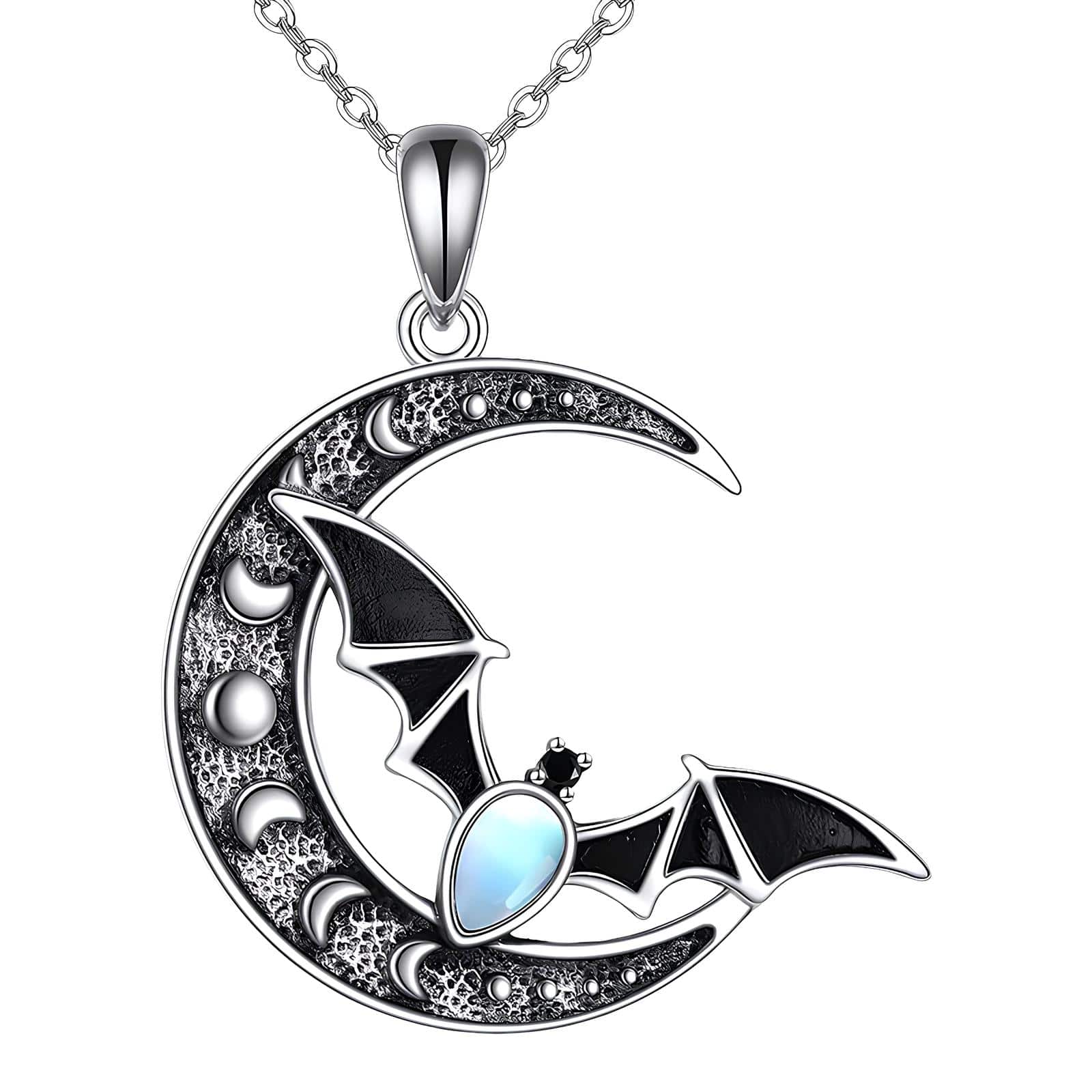 Moonlit Batflight Crescent Necklace