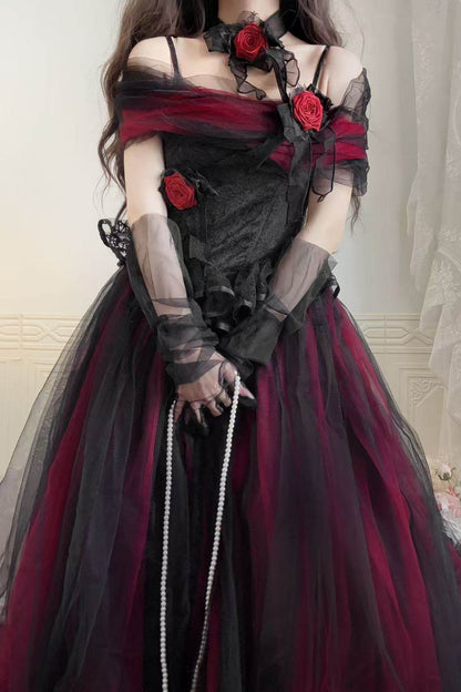 Dark Tulle Dress + Hat
