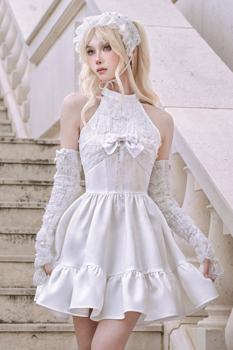 [pre-order] Fairy Pure White Neck Dress