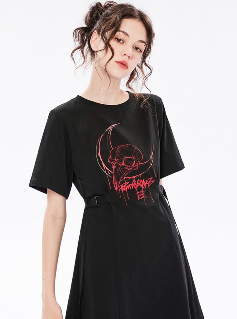 Punk Dark Waist T Shirt Dress