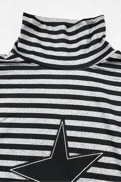 Star Striped High Neck Top