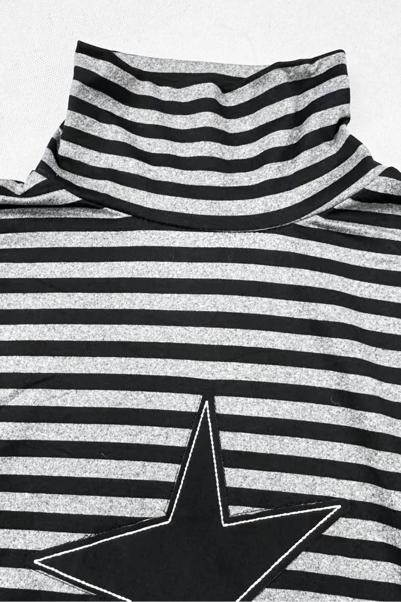 Star Striped High Neck Top