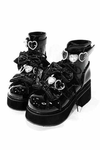 Love Stone Heart Ankle Boots